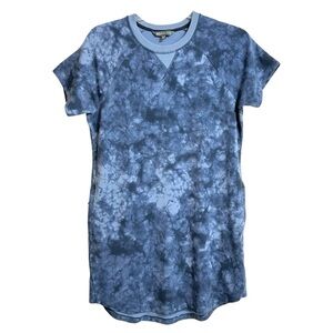 Title Nine Hideaway Sweatshirt Dress M Blue Tie Dye Activewear Athleisure Sporty